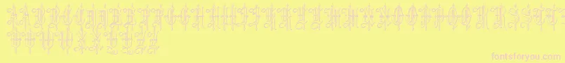 LeothricBeveled Font – Pink Fonts on Yellow Background