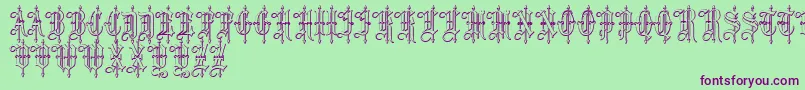 LeothricBeveled-Schriftart – Violette Schriften auf grünem Hintergrund
