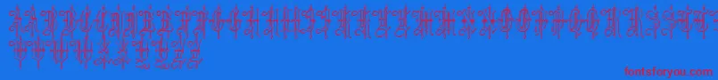 フォントLeothricBeveled – 赤い文字の青い背景