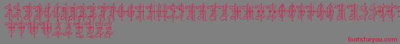 フォントLeothricBeveled – 赤い文字の灰色の背景