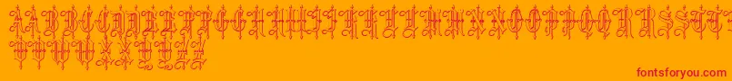 LeothricBeveled Font – Red Fonts on Orange Background
