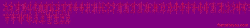 LeothricBeveled-Schriftart – Rote Schriften auf violettem Hintergrund