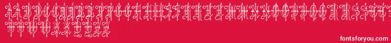 LeothricBeveled-Schriftart – Weiße Schriften auf rotem Hintergrund
