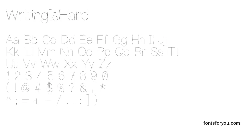 Schriftart WritingIsHard – Alphabet, Zahlen, spezielle Symbole