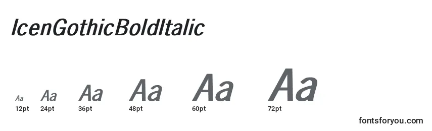Größen der Schriftart IcenGothicBoldItalic