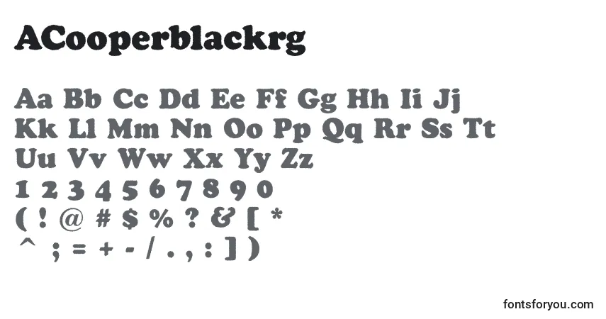 A fonte ACooperblackrg – alfabeto, números, caracteres especiais