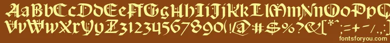 SchampelBlack-fontti – keltaiset fontit ruskealla taustalla