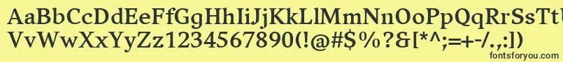 フォントCompatilExquisitLtComBold – 黒い文字の黄色い背景