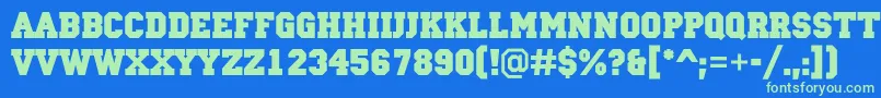 Czcionka ACampusBold – zielone czcionki na niebieskim tle