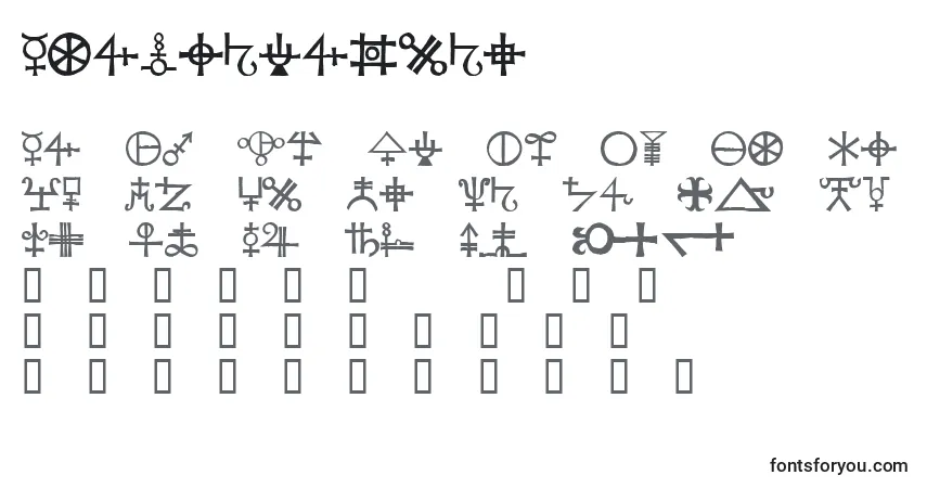 Schriftart Agathodaimon – Alphabet, Zahlen, spezielle Symbole