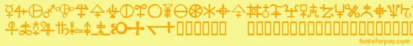 フォントAgathodaimon – オレンジの文字が黄色の背景にあります。