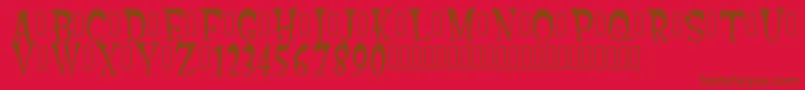 BacktowonderlandRegular-Schriftart – Braune Schriften auf rotem Hintergrund