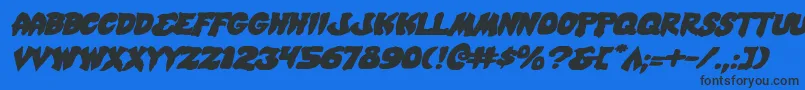 MysticSinglerExpitalic Font – Black Fonts on Blue Background