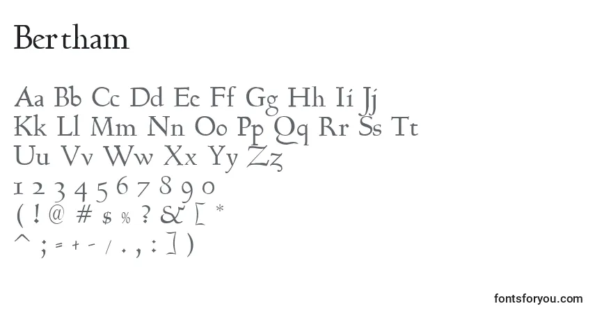 Schriftart Bertham – Alphabet, Zahlen, spezielle Symbole