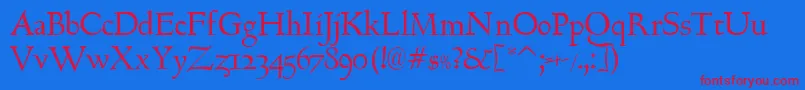 Bertham-Schriftart – Rote Schriften auf blauem Hintergrund