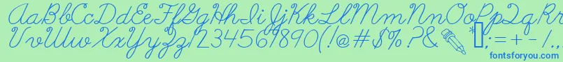 fuente AbcCursive – Fuentes Azules Sobre Fondo Verde