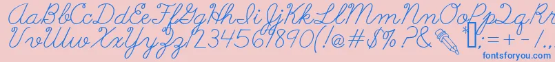 AbcCursive-Schriftart – Blaue Schriften auf rosa Hintergrund