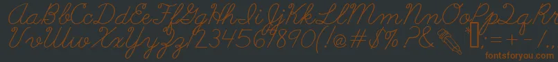 AbcCursive-Schriftart – Braune Schriften auf schwarzem Hintergrund