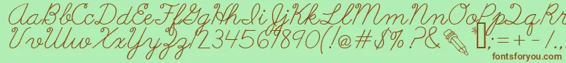 AbcCursive Font – Brown Fonts on Green Background