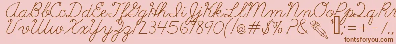 AbcCursive-Schriftart – Braune Schriften auf rosa Hintergrund