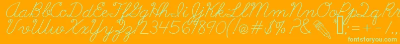 AbcCursive Font – Green Fonts on Orange Background