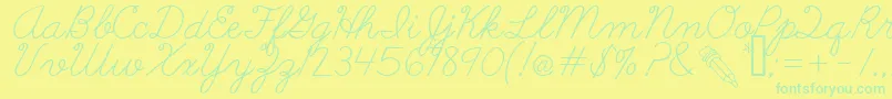 AbcCursive Font – Green Fonts on Yellow Background