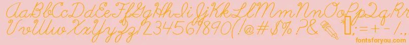 AbcCursive Font – Orange Fonts on Pink Background