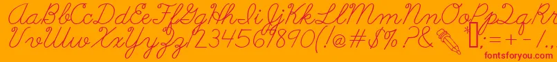 AbcCursive Font – Red Fonts on Orange Background