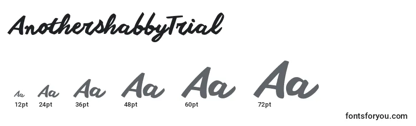 sizes of anothershabbytrial font, anothershabbytrial sizes
