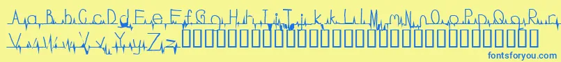Flatline Font – Blue Fonts on Yellow Background