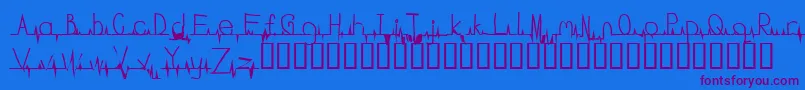 Czcionka Flatline – fioletowe czcionki na niebieskim tle