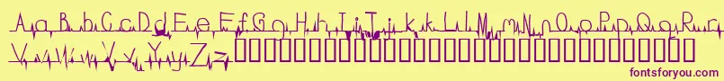 Fonte Flatline – fontes roxas em um fundo amarelo