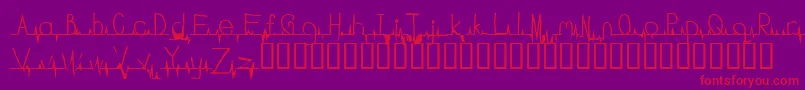 フォントFlatline – 紫の背景に赤い文字