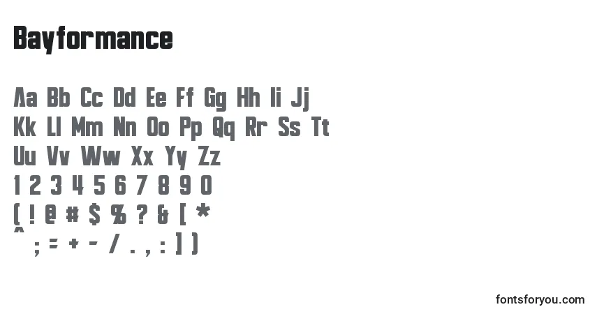 Шрифт Bayformance – алфавит, цифры, специальные символы