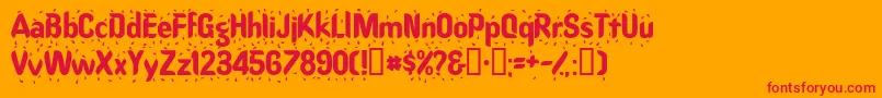 Raindancessk-Schriftart – Rote Schriften auf orangefarbenem Hintergrund