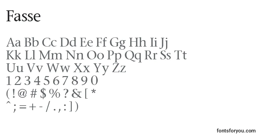 Шрифт Fasse – алфавит, цифры, специальные символы