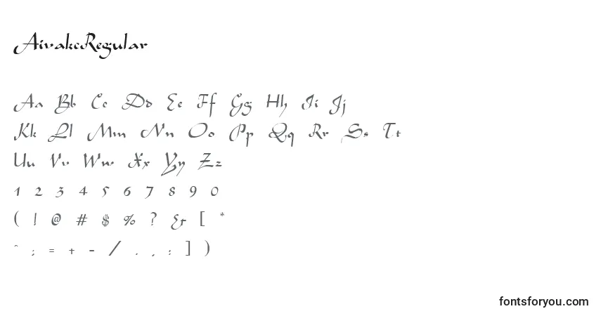 Schriftart AivakcRegular – Alphabet, Zahlen, spezielle Symbole
