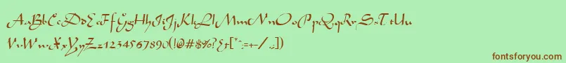 フォントAivakcRegular – 緑の背景に茶色のフォント