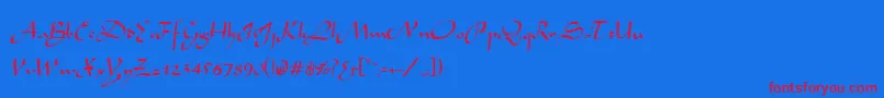 AivakcRegular-Schriftart – Rote Schriften auf blauem Hintergrund