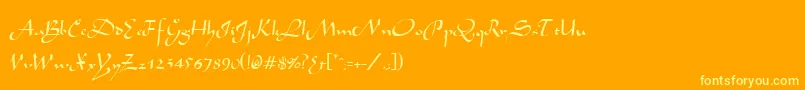 AivakcRegular-Schriftart – Gelbe Schriften auf orangefarbenem Hintergrund