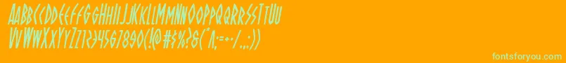 Ohmightyisiscondital Font – Green Fonts on Orange Background