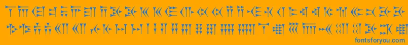 Zarathustra-Schriftart – Blaue Schriften auf orangefarbenem Hintergrund
