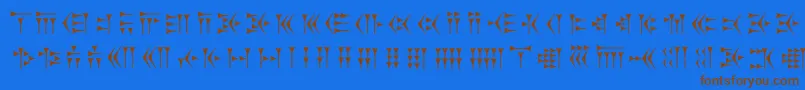 Zarathustra-Schriftart – Braune Schriften auf blauem Hintergrund