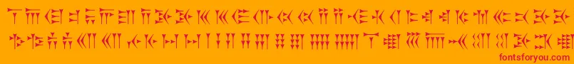 Zarathustra-Schriftart – Rote Schriften auf orangefarbenem Hintergrund