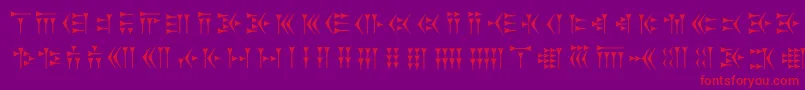 Zarathustra-Schriftart – Rote Schriften auf violettem Hintergrund
