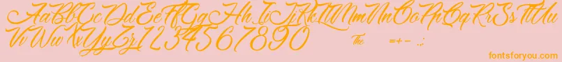 Dumpling-Schriftart – Orangefarbene Schriften auf rosa Hintergrund