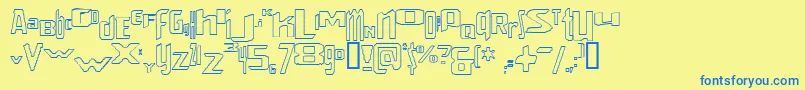 VenerealStrobeEffectStroked-Schriftart – Blaue Schriften auf gelbem Hintergrund