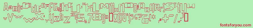 VenerealStrobeEffectStroked-Schriftart – Rote Schriften auf grünem Hintergrund