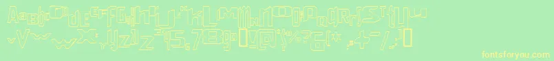 フォントVenerealStrobeEffectStroked – 黄色の文字が緑の背景にあります