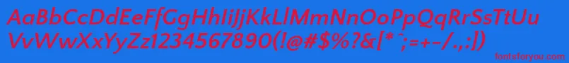 QuattrocentosansBolditalic Font – Red Fonts on Blue Background